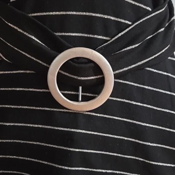Black and White Striped Halter Top Med - Picture 3 of 7